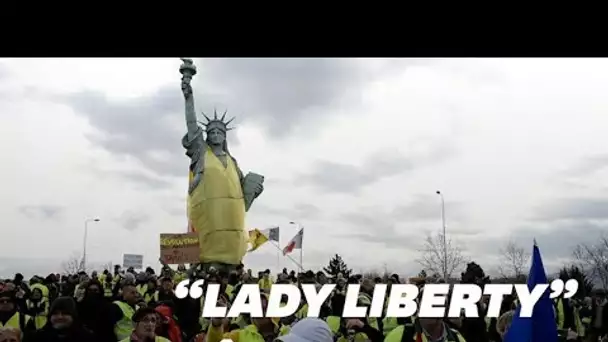 La statue de la liberté (de Colmar) a revêtu un gilet jaune