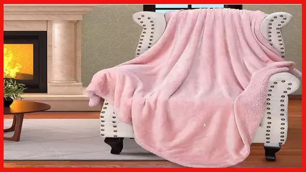 Catalonia Pink Sherpa Throws Blanket for Girls, Super Soft Comfy Fuzzy Micro Plush Fleece Snuggle