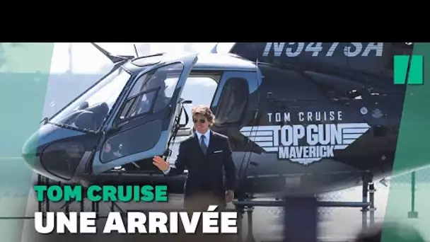 Tom Cruise se pose en hélico sur un porte-avions pour la 1ère de "Top Gun 2"