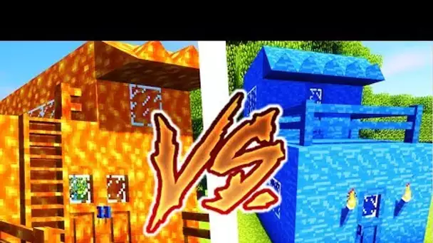 LAVA HOUSE VS WATER HOUSE CHALLENGE ! MAISON EN LAVE VS MAISON EN EAU MINECRAFT