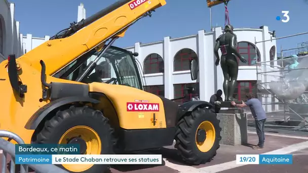 A Bordeaux, les statues en bronze du stade Chaban Delmas retrouvent leur piédestal