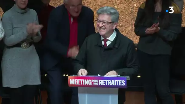 Meeting à Montpellier : "On baissera pas le ton", Mélenchon ne changera pas de cap sur les retraites