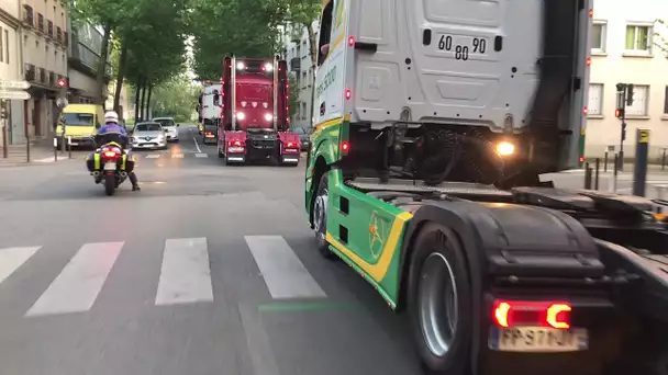 Nantes : l'hommage des routiers aux personnels soignants