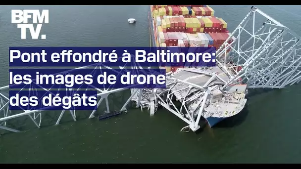 Baltimore: les images de drone du pont effondré sur le porte-conteneurs