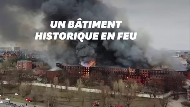 À Saint-Pétersbourg, un incendie géant dans une fabrique historique