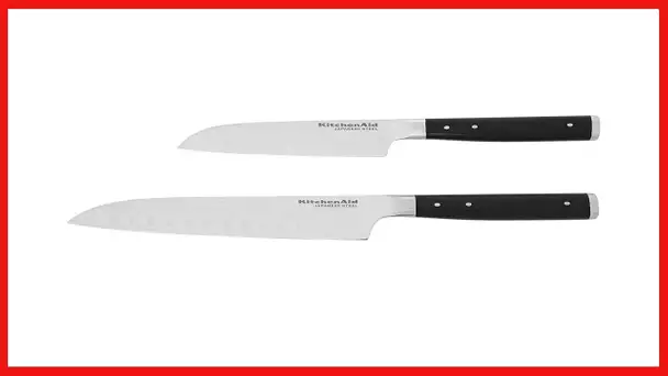 KitchenAid Gourmet Forged Triple Rivet Santoku Knife Set with Custom-Fit Blade Covers