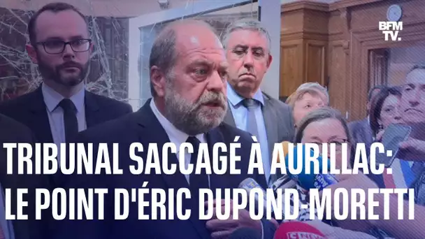Le ministre de la Justice, Éric Dupond-Moretti, a visité le tribunal saccagé d'Aurillac