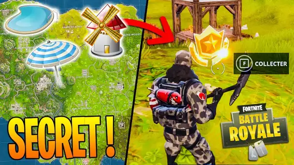 *SECRET* Fouiller entre un BASSIN, un MOULIN et un PARASOL sur Fortnite Battle Royale !