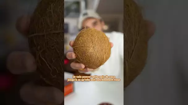 Je ponce une noix de coco jusqu’à ce qu’elle soit extra lisse ! #shorts