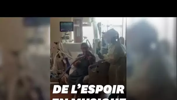 Cet Américain atteint du Covid-19 joue du violon depuis son lit d'hôpital pour égayer les soignan