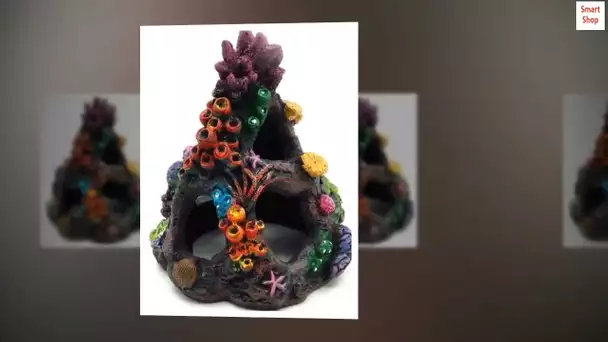 Aihotim Coral Aquarium Reef Decoration - Resin Fish Tank Mountain Cave Ornaments Betta Fish Sleep