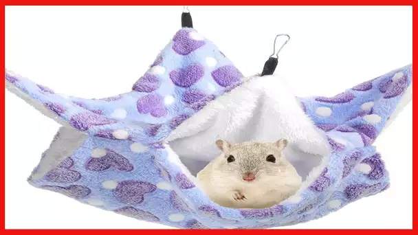 Small Pet Cage Hammock, Double-Layer Sugar Glider Hammock Bed, Warm Fleece Cage Hanging Hammock