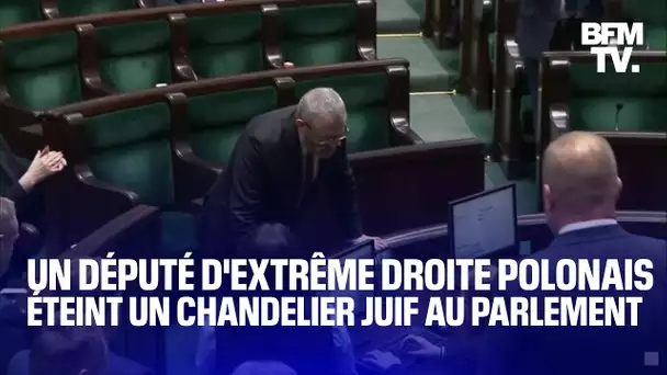 Pologne: un député d'extrême droite éteint un chandelier juif avec un extincteur