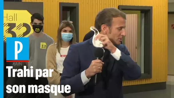 Quand Macron manque de s’étouffer devant des lycéens... à cause de son masque