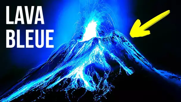 Volcan qui brûle en bleu vif et autres phénomènes