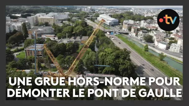 Une grue hors-norme pour démonter le pont de Gaulle à Reims
