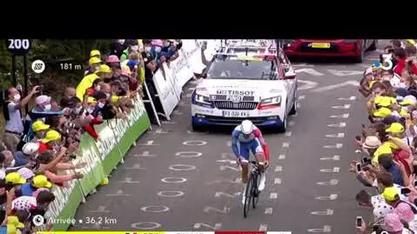 Thibaut Pinot ému après le contre-la-montre de la Planche des Belles Filles