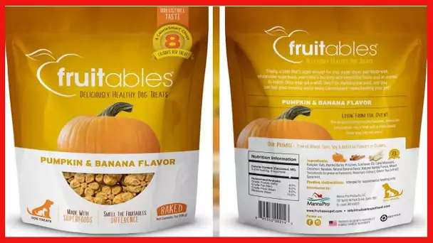 Fruitables Baked Dog Treats | Pumpkin Treats for Dogs | Healthy Low Calorie Treats | Free of Wheat,
