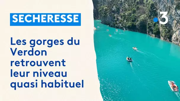 Sécheresse : les gorges du Verdon retrouvent leur niveau quasi habituel