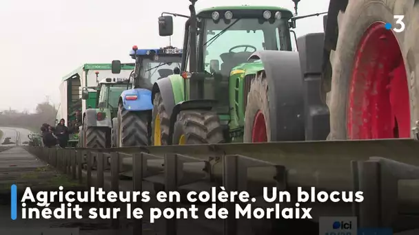 Agriculteurs en colère. Un blocus inédit sur le pont de Morlaix