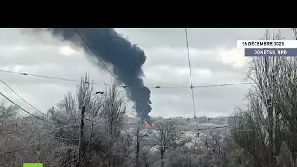 Donbass : incendie à Donetsk du aux tirs de l'artillerie ukrainienne