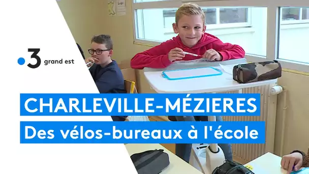Des vélos-bureaux pour canaliser les élèves de l'école Saint-Anne à Charleville-Mézières