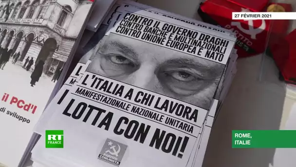 Italie : le Parti communiste manifeste à Milan et à Rome contre le gouvernement de Mario Draghi