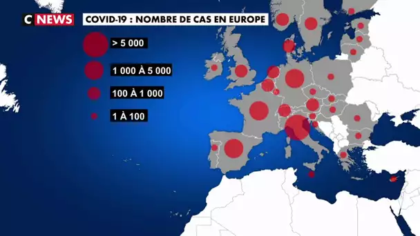 L'Europe touché par le coronavirus