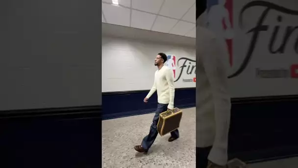 Haliburton arrives for a PIVOTAL Game 5 of the NBA Finals!