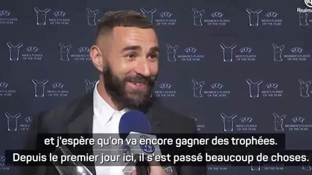 La réaction de Karim Benzema après son titre de meilleur joueur UEFA de l'année 2022