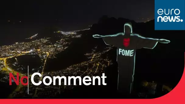 À Rio, le Christ Rédempteur porteur d'un message contre la faim