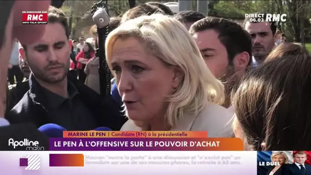 Présidentielle : Marine Le Pen à l'offensive sur le pouvoir d'achat
