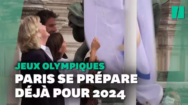 A trois ans des Jeux, le drapeau olympiques flotte à nouveau sur Paris