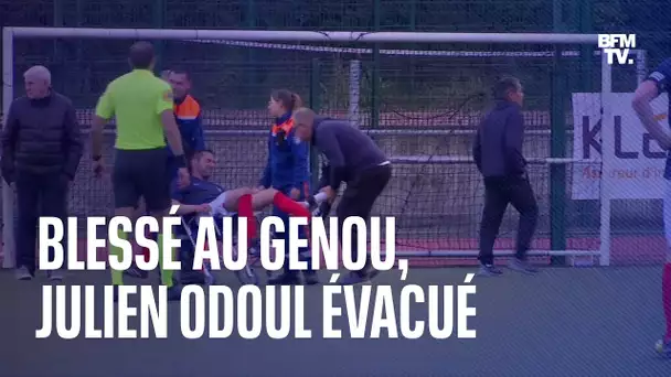 Blessé au genou lors du match de foot des députés, Julien Odoul évacué par les secouristes