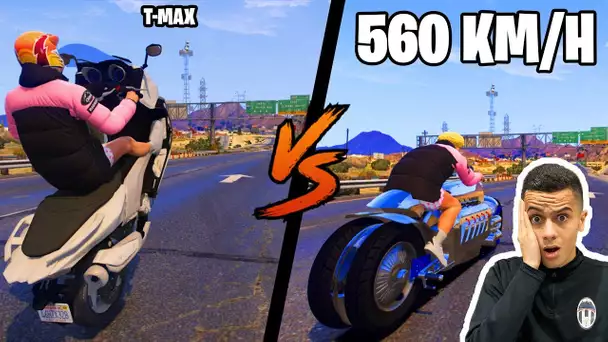 MOTO LA PLUS RAPIDE DU MONDE VS T-MAX ! (560KM/H)