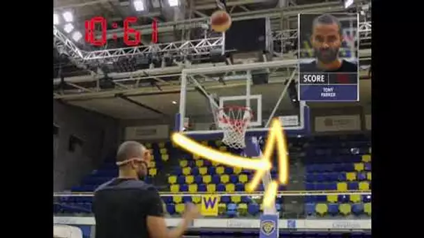 Défi : Tony Parker inscrit des paniers les yeux bandés !