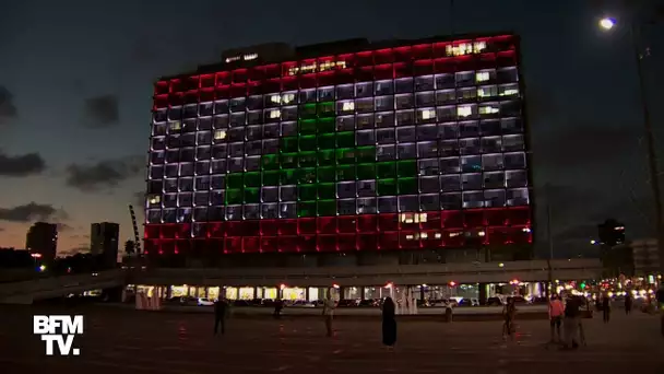 La mairie de Tel Aviv arbore le drapeau Libanais sur sa façade en hommage aux victimes