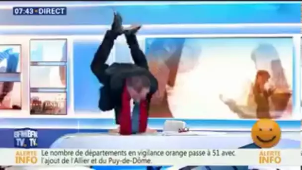 Christophe Barbier fait le poirier sur BFMTV