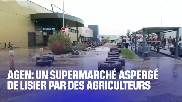 Un supermarché d'Agen aspergé de déjections de porcs par des agriculteurs en colère