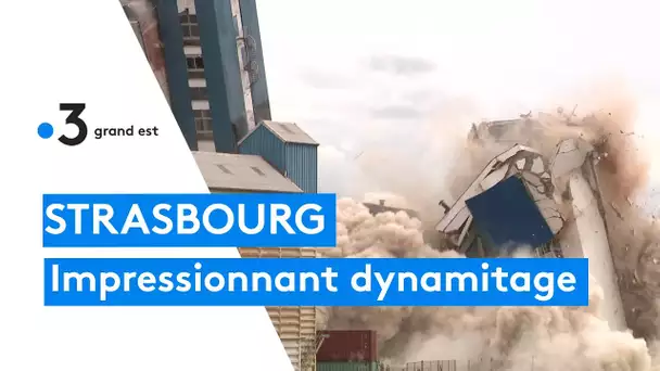 Strasbourg : dynamitage spectaculaire d'un ancien bâtiment du Port du Rhin