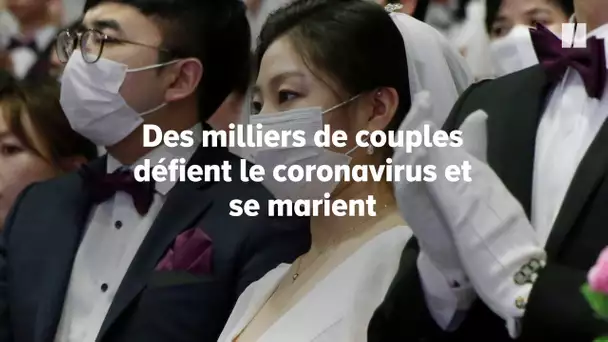 En Corée du Sud, le coronavirus n'a pas empêché ces couples de se marier en masse.. avec des masques