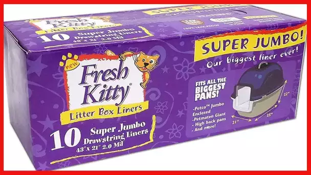 Fresh Kitty Super Thick, Durable, Easy Clean Up Jumbo Drawstring Scented Litter Pan Box Liners, Bags