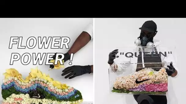 Avec des fleurs, cet artiste reproduit de célèbres baskets