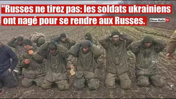 "Russes ne tirez pas: les soldats ukrainiens ont nagé pour se rendre aux Russes.