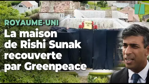 Une maison de Rishi Sunak recouverte de draps « noir pétrole » par Greenpeace