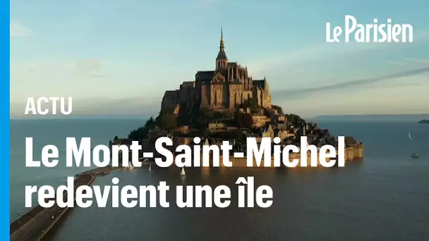 Les images extraordinaires du Mont-Saint-Michel redevenu une île grâce à la marée haute