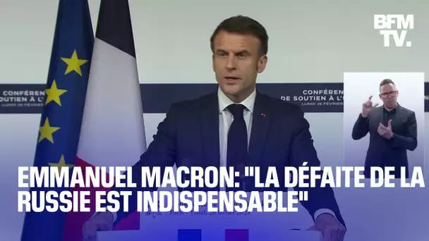 La prise de parole d'Emmanuel Macron après la conférence de soutien à l'Ukraine