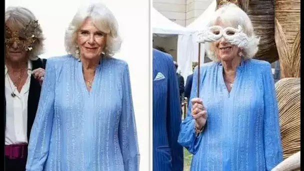 La reine Camilla porte une nouvelle tenue dans la teinte bleue signature avec des boucles d'oreilles