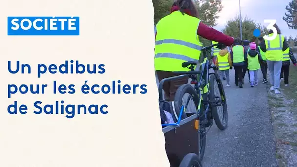 Un Pedibus pour les enfants de l'école de Salignac (Alpes de Haute Provence)