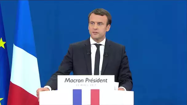 Emmanuel Macron s'exprime après les résultats du premier tour de l'élection présidentielle.